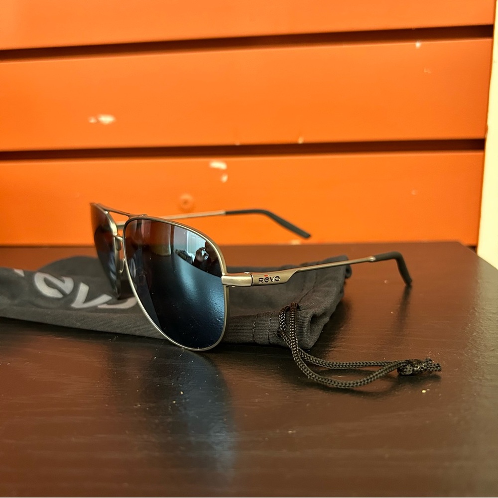 Revo Aviator Sunglasses Mens OSFA Black Gunmetal Windspeed Chrome Polarized